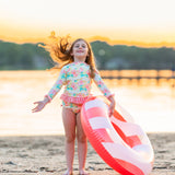 Magnolia Rash Guard Yellow Floral Print Swim Suit Set