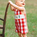 Scribble Red Gingham Crayon Embroidery Jonjon