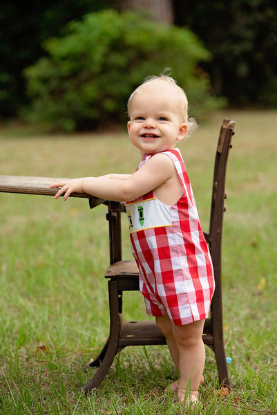 Scribble Red Gingham Crayon Embroidery Jonjon