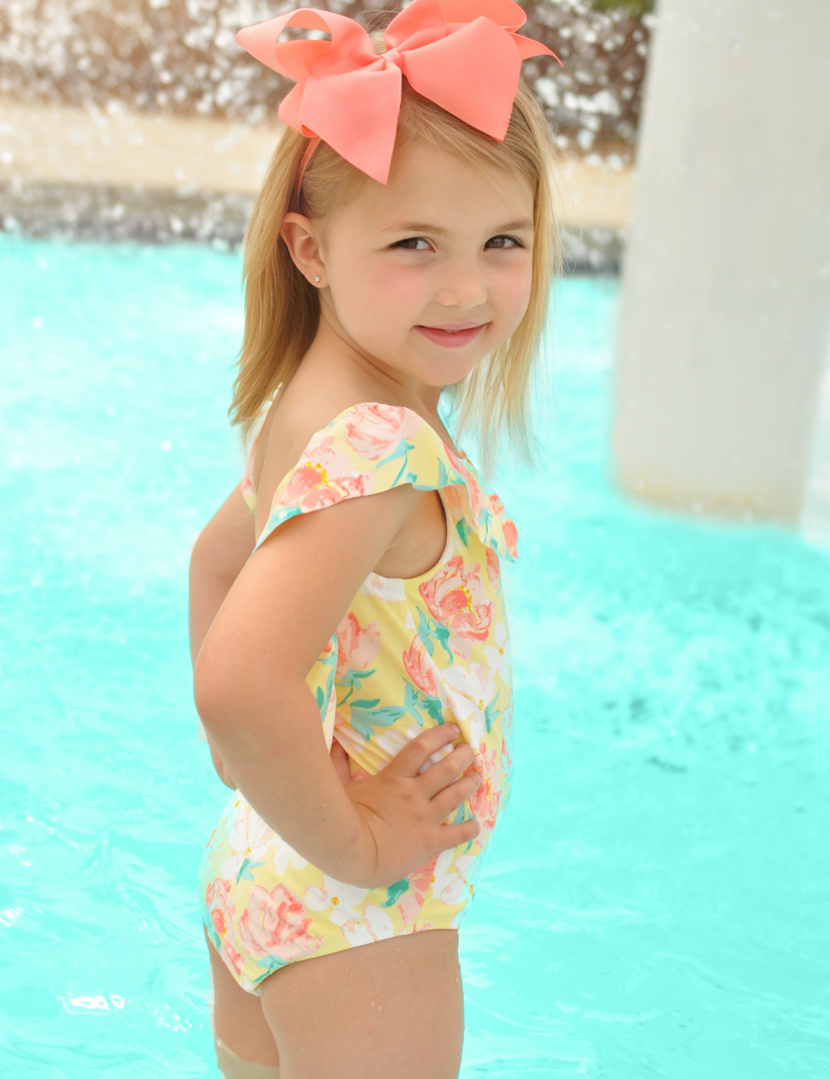 Magnolia Ruffle Low Back Swim Suit with Bow