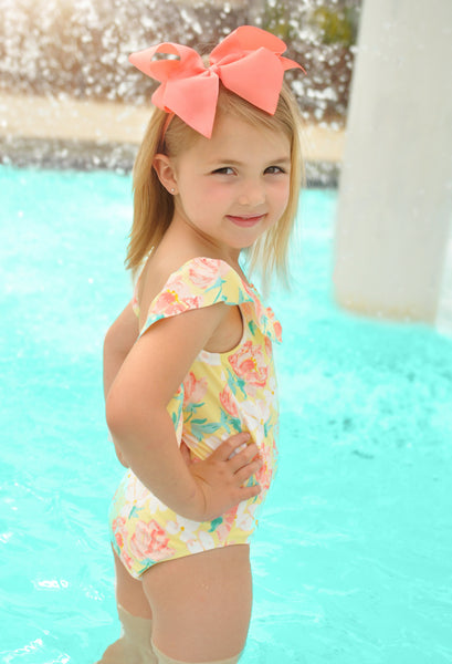 Magnolia Ruffle Low Back Swim Suit with Bow