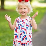 Stars & Bows Knit Rainbow Print Tie Shoulder Bubble