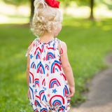 Stars & Bows Knit Rainbow Print Tie Shoulder Bubble
