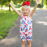 Stars & Bows Knit Rainbow Print Tie Shoulder Bubble