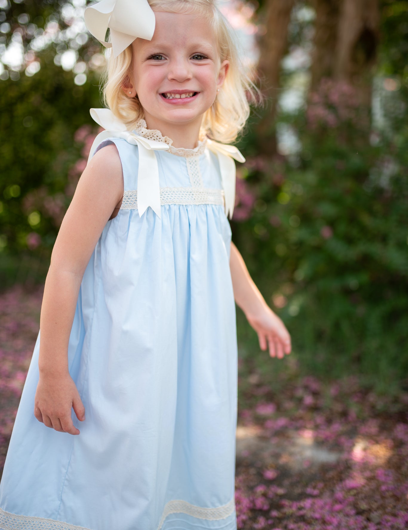 Cambridge Blue Sleeveless Heirloom Dress