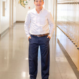 Unisex Navy Flat Front Straight Leg Pants