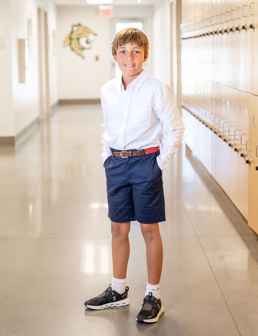 Unisex Navy Flat Front Shorts