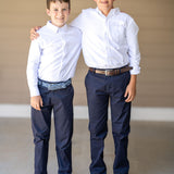 Unisex Navy Flat Front Straight Leg Pants