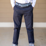 Unisex Navy Flat Front Straight Leg Pants