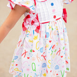 ABCs & 123s Alphabet Print Embroidered Collar Dress