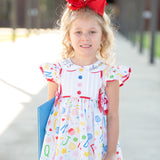 ABCs & 123s Alphabet Print Embroidered Collar Dress