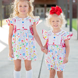 ABCs & 123s Alphabet Print Embroidered Collar Bubble