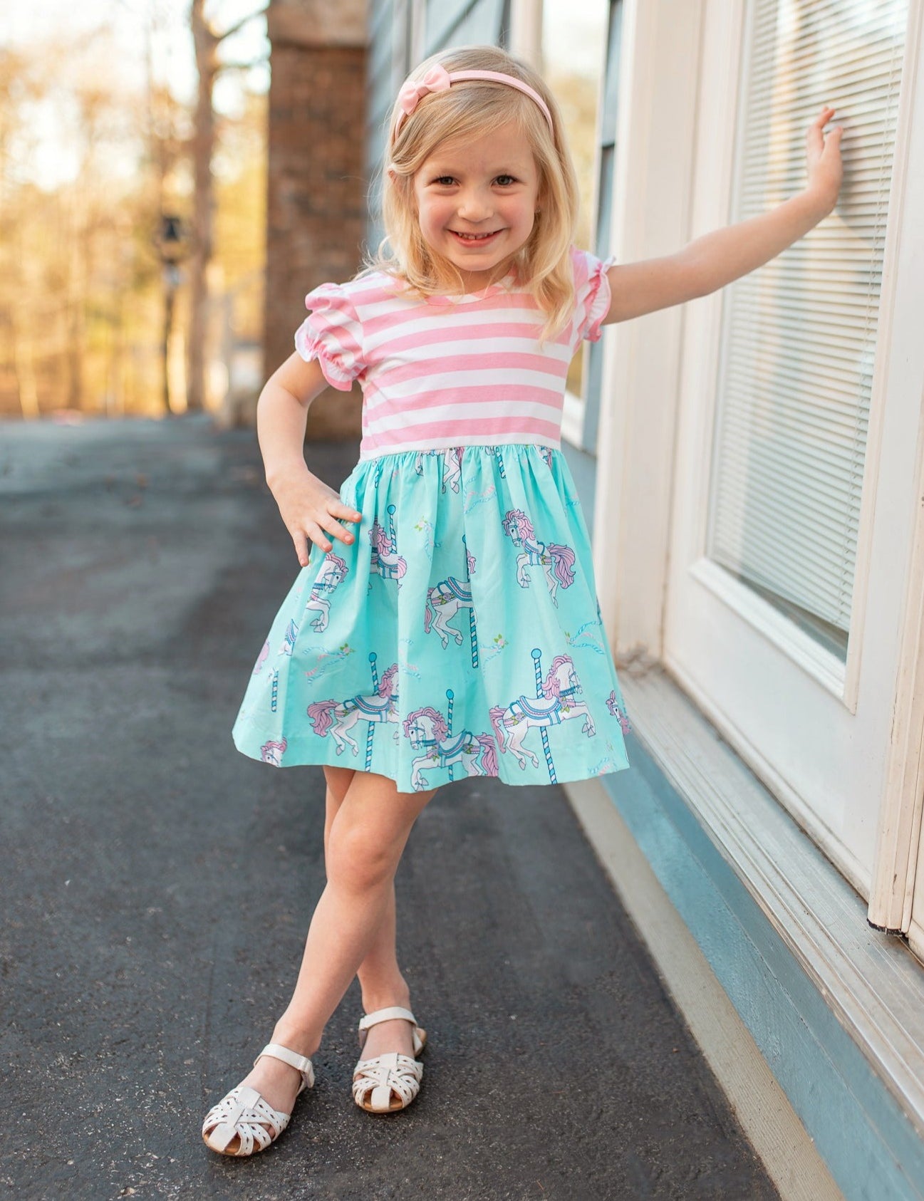 Carousel Short Sleeved Swing Dress