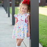 ABCs & 123s Alphabet Print Embroidered Collar Dress