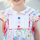 ABCs & 123s Alphabet Print Embroidered Collar Bubble