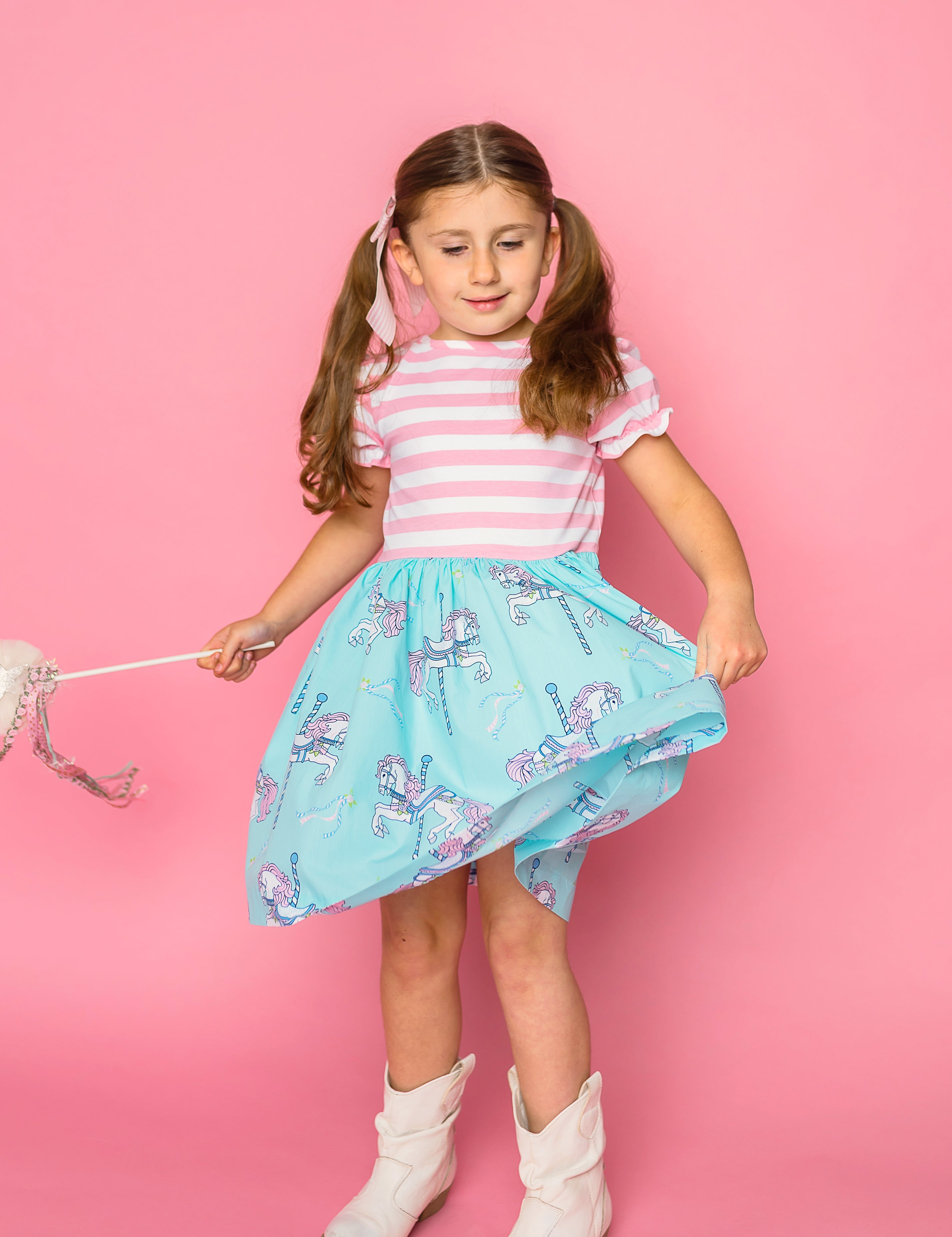 Carousel Short Sleeved Swing Dress