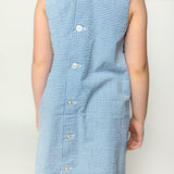 God Bless the USA Seersucker Check Embroidered Kick Pleat Dress