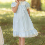 Bristol Blue Short Sleeved Heirloom Dress