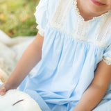 Bristol Blue Short Sleeved Heirloom Dress