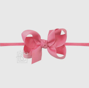 3.5" Wide Hot Pink 1/4" Nylon Pantyhose Headband W/ Signature Grosgrain Bow