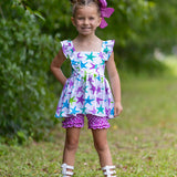 This One Knit Starfish Print Ruffle Short Set