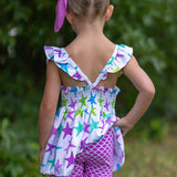 This One Knit Starfish Print Ruffle Short Set