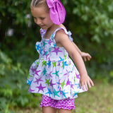 This One Knit Starfish Print Ruffle Short Set