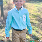 Le Petit Lapin Boys' Embroidered Bunny Pocket Collared Shirt