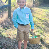 Le Petit Lapin Boys' Embroidered Bunny Pocket Collared Shirt