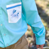 Le Petit Lapin Boys' Embroidered Bunny Pocket Collared Shirt