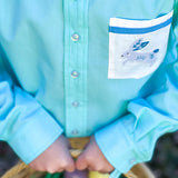 Le Petit Lapin Boys' Embroidered Bunny Pocket Collared Shirt