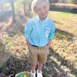 Le Petit Lapin Boys' Embroidered Bunny Pocket Collared Shirt