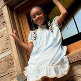 Bristol Blue Short Sleeved Heirloom Dress