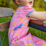 First Day Pink Knit Pencil Print Romper