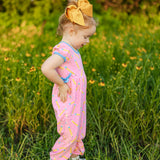 First Day Pink Knit Pencil Print Romper