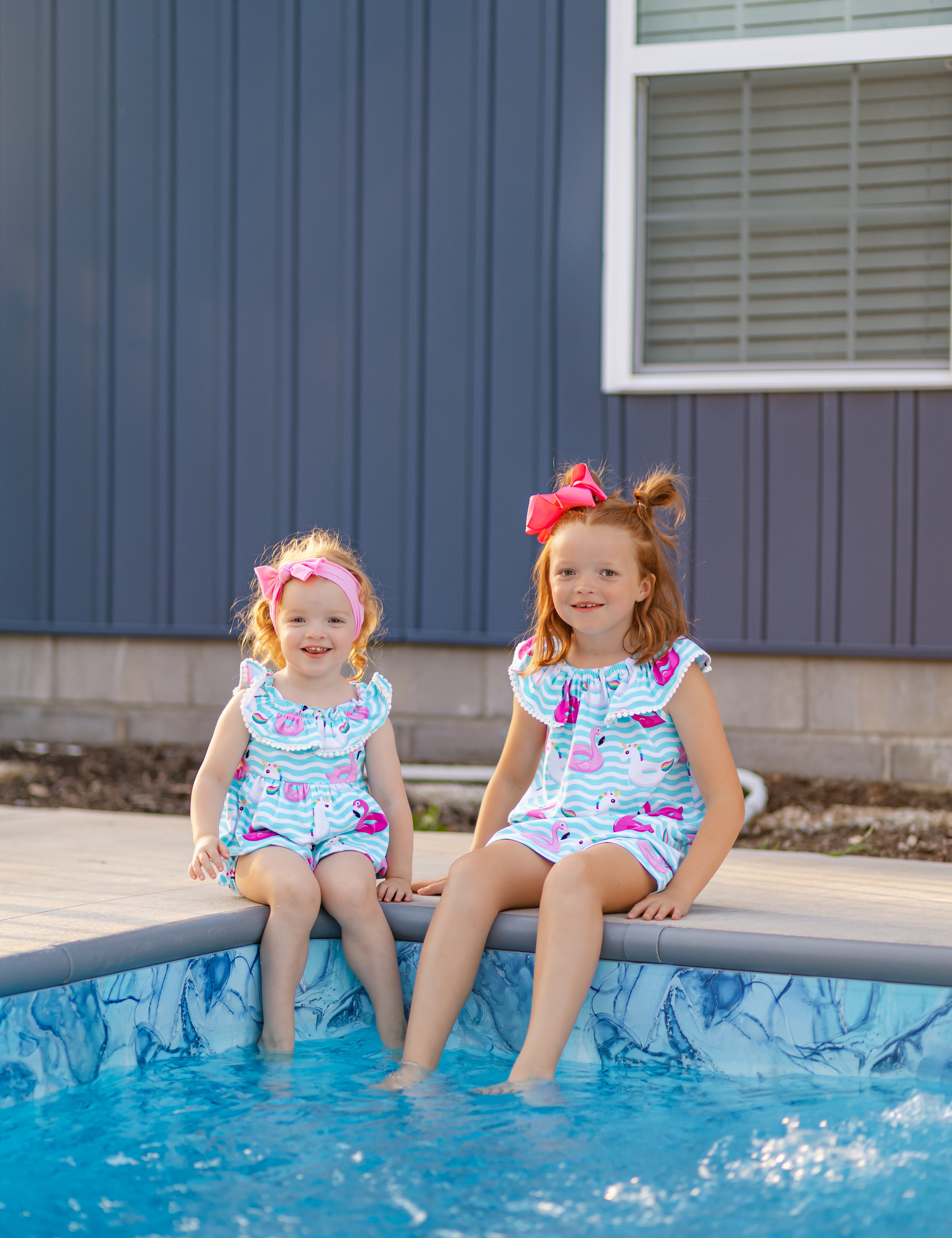 Pool Party Knit Ruffle Neck Floatie Print Bubble