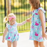 Pool Party Knit Ruffle Neck Floatie Print Bubble