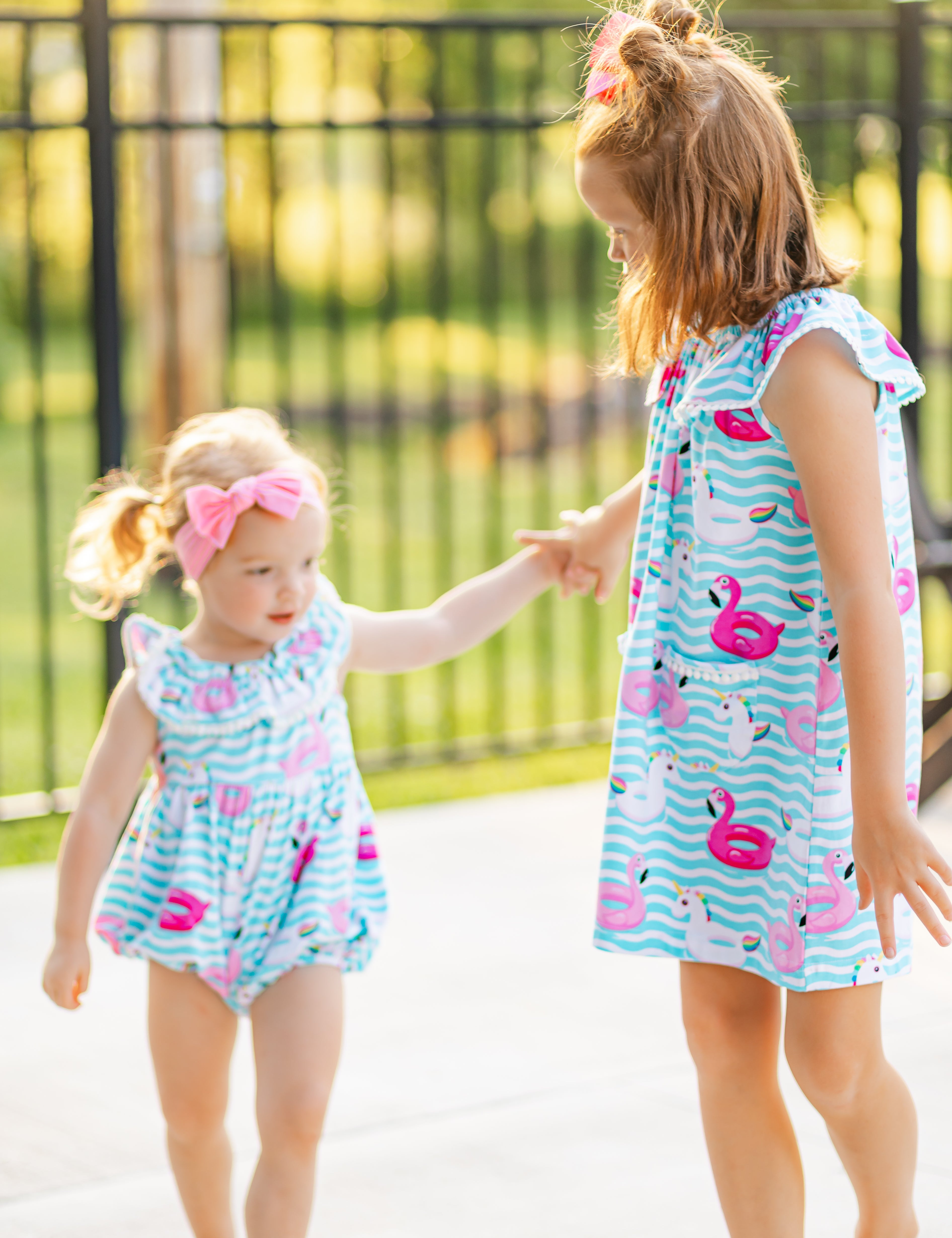 Pool Party Knit Ruffle Neck Floatie Print Bubble