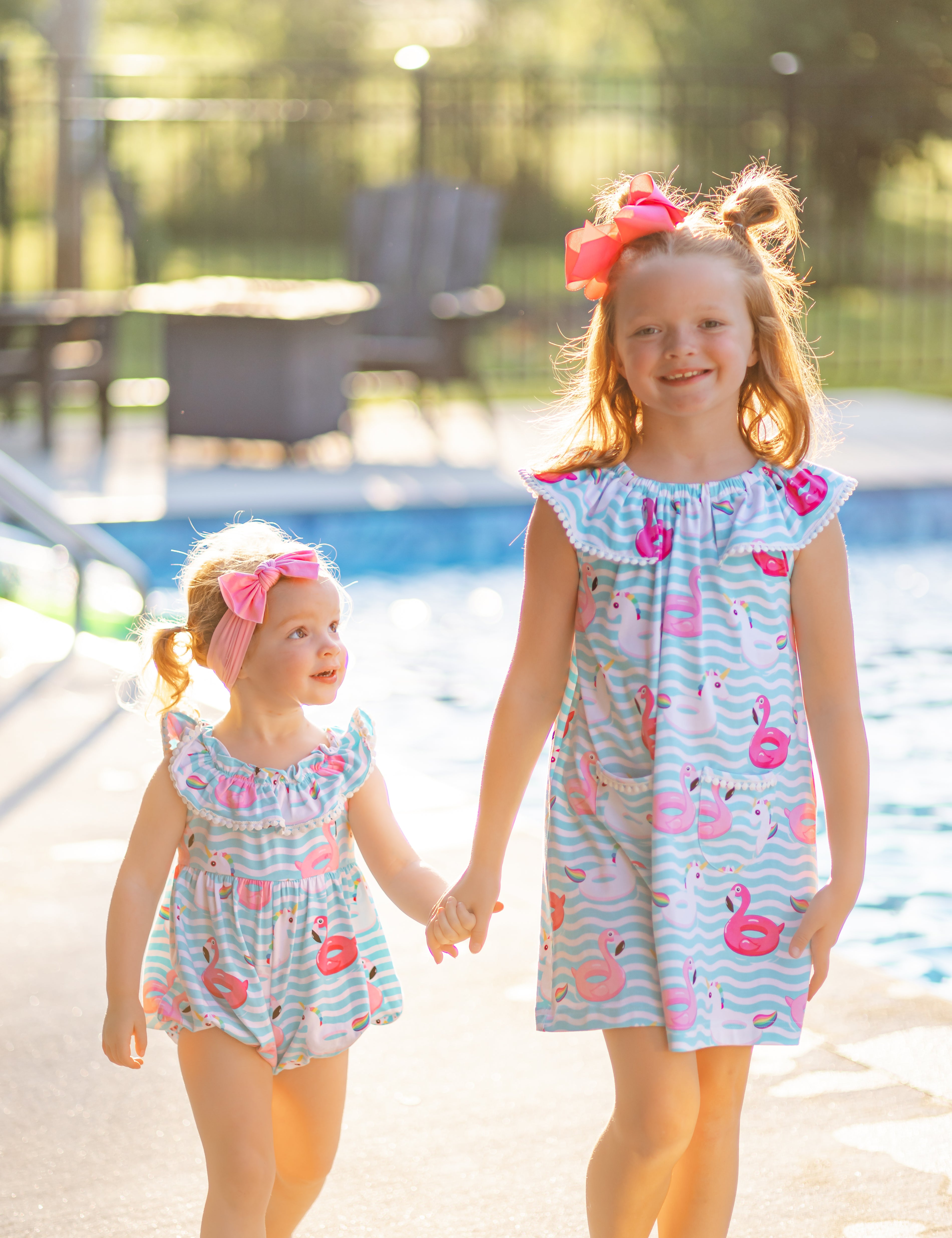 Pool Party Knit Ruffle Neck Floatie Print Bubble