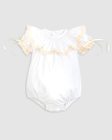 Lancaster Beaded Bishop Collar White Sleeved Girls' Heirloom Bubble