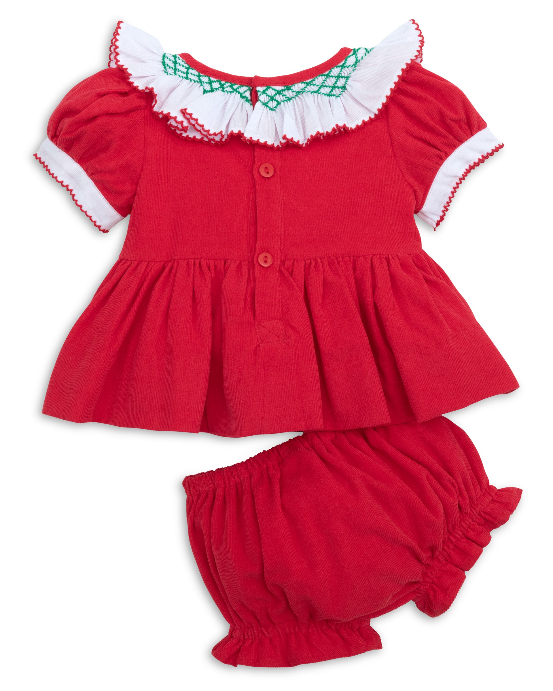 Mistletoe Moments Smocked Corduroy Dress and Bloomer Set