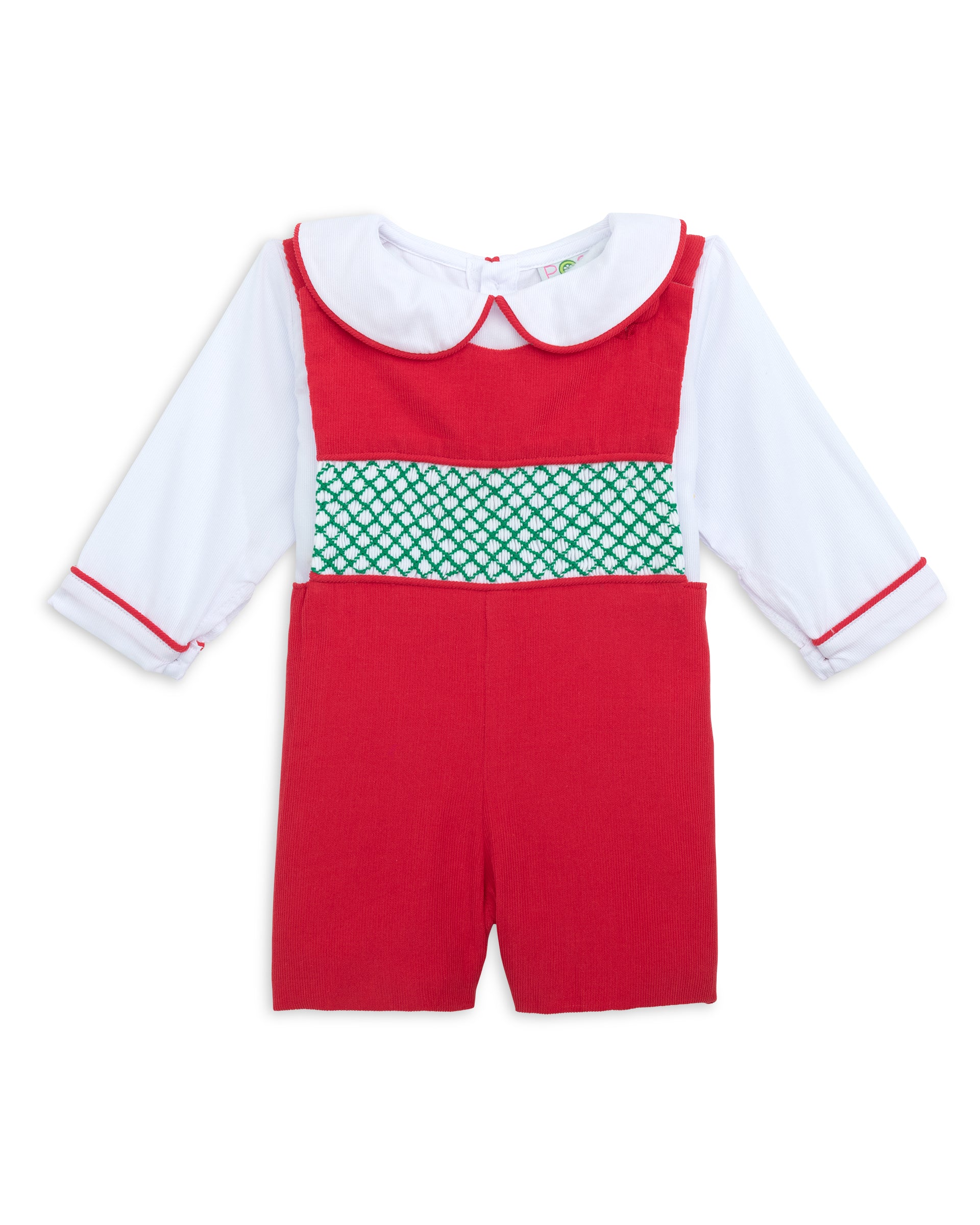 Mistletoe Moments Smocked Corduroy Shortall and Shirt Set