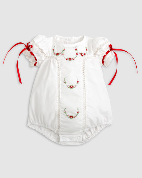 PREORDER - Gilded Noel Holiday Christmas Hand Embroidered White Heirloom Bubble