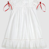 Gilded Noel Holiday Christmas Hand Embroidered White Heirloom Portrait Dress