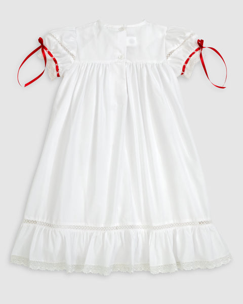 PREORDER - Gilded Noel Holiday Christmas Hand Embroidered White Heirloom Portrait Dress