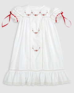 PREORDER - Gilded Noel Holiday Christmas Hand Embroidered White Heirloom Portrait Dress