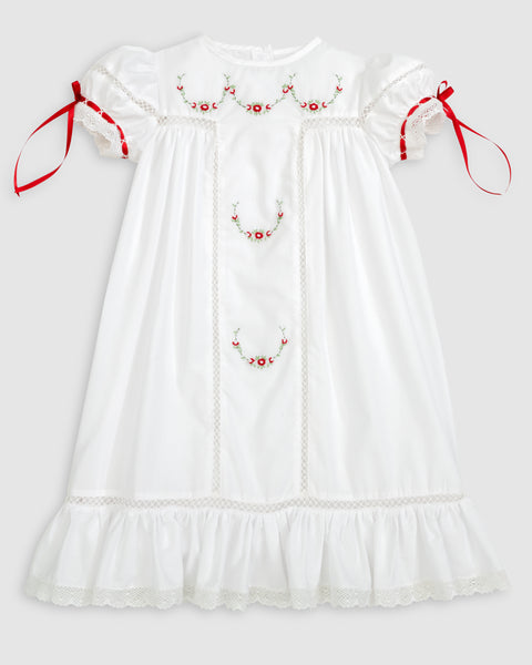 PREORDER - Gilded Noel Holiday Christmas Hand Embroidered White Heirloom Portrait Dress