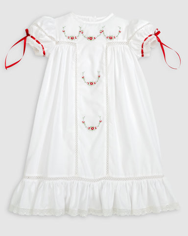 PREORDER - Gilded Noel Holiday Christmas Hand Embroidered White Heirloom Portrait Dress