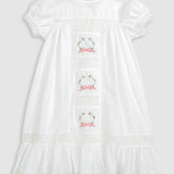 Pemberley Holiday Christmas Hand Embroidered White Heirloom Portrait Dress