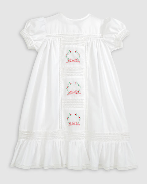 PREORDER - Pemberley Holiday Christmas Hand Embroidered White Heirloom Portrait Dress